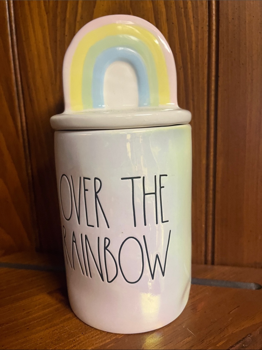 DW Home Pastel Rainbow Ceramic Rae Dunn jar